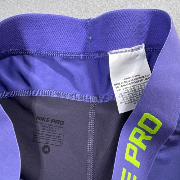 Nike Pro Capri Leggings Women Medium Compression Purple Grey Activewear Casual - Picture 6 of 9